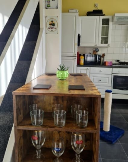 Industrial Bar Table Set with Shelves & 2 Stools Rustic Brown Wood Metal