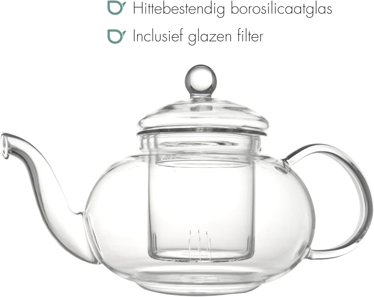 1.5L Glass Teapot with Filter Borosilicate Tea Pot Dishwasher Safe