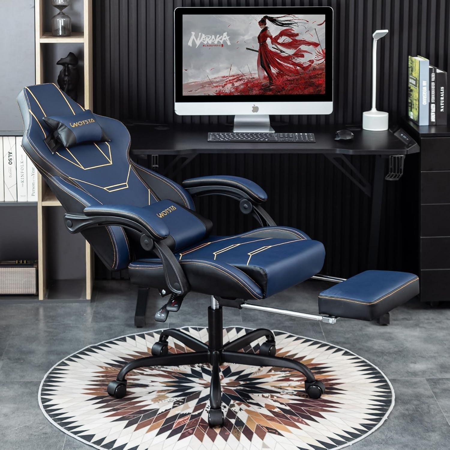 Ergonomic Gaming Chair w/ Footrest, Massage Lumbar, High Back, PU Leather, 330lb