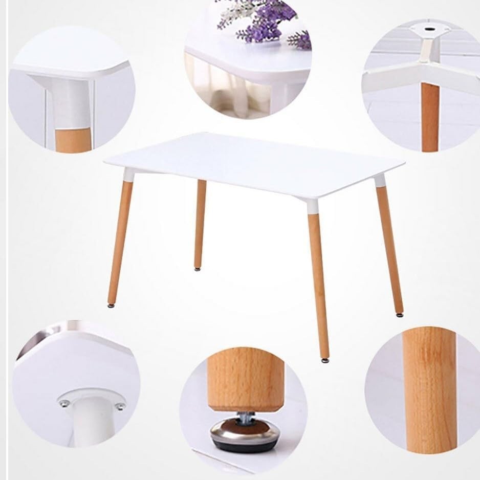 Modern White Dining Table & 4 Chairs Set – Soft Cushioned Seats, Solid Wood