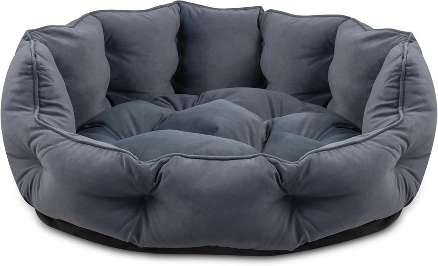 XXL Dog Bed 118x99x40cm Washable Faux Suede Calming Grey