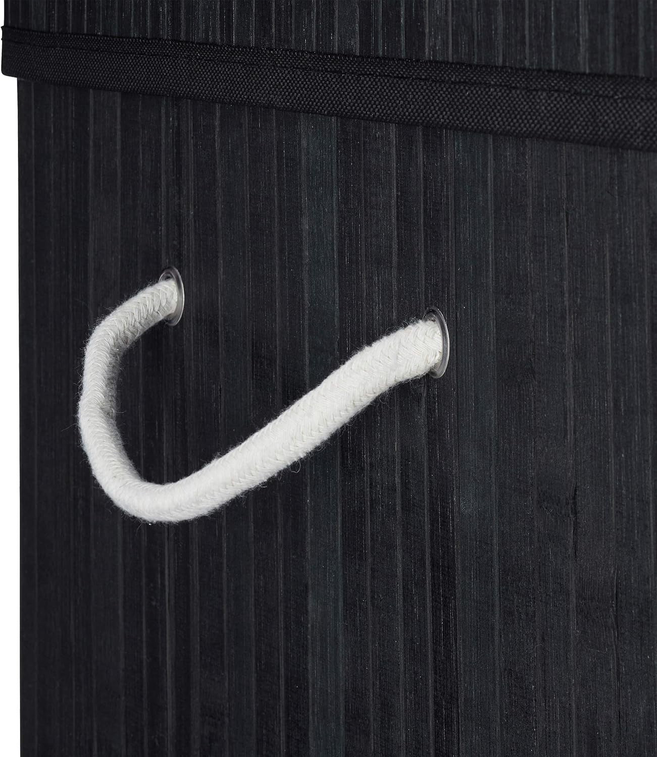 72L Black Bamboo Laundry Hamper With Lid 2-Section Ventilated Basket Large