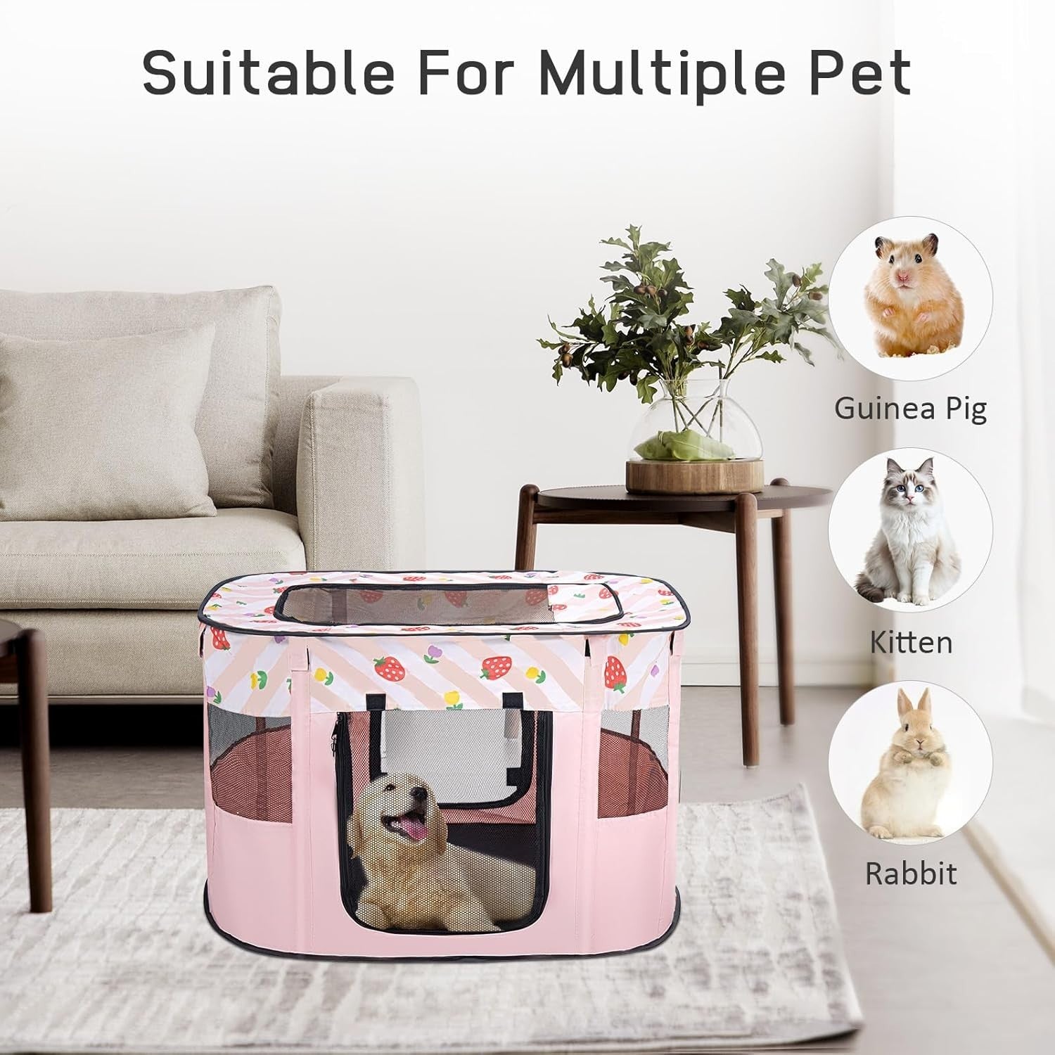Large Foldable Pet Playpen Portable Dog Cat Crate, Indoor Outdoor Puppy Tent