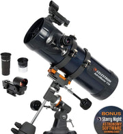 114mm Newtonian Reflector Telescope with EQ Mount, Eyepieces & Tripod, Blue
