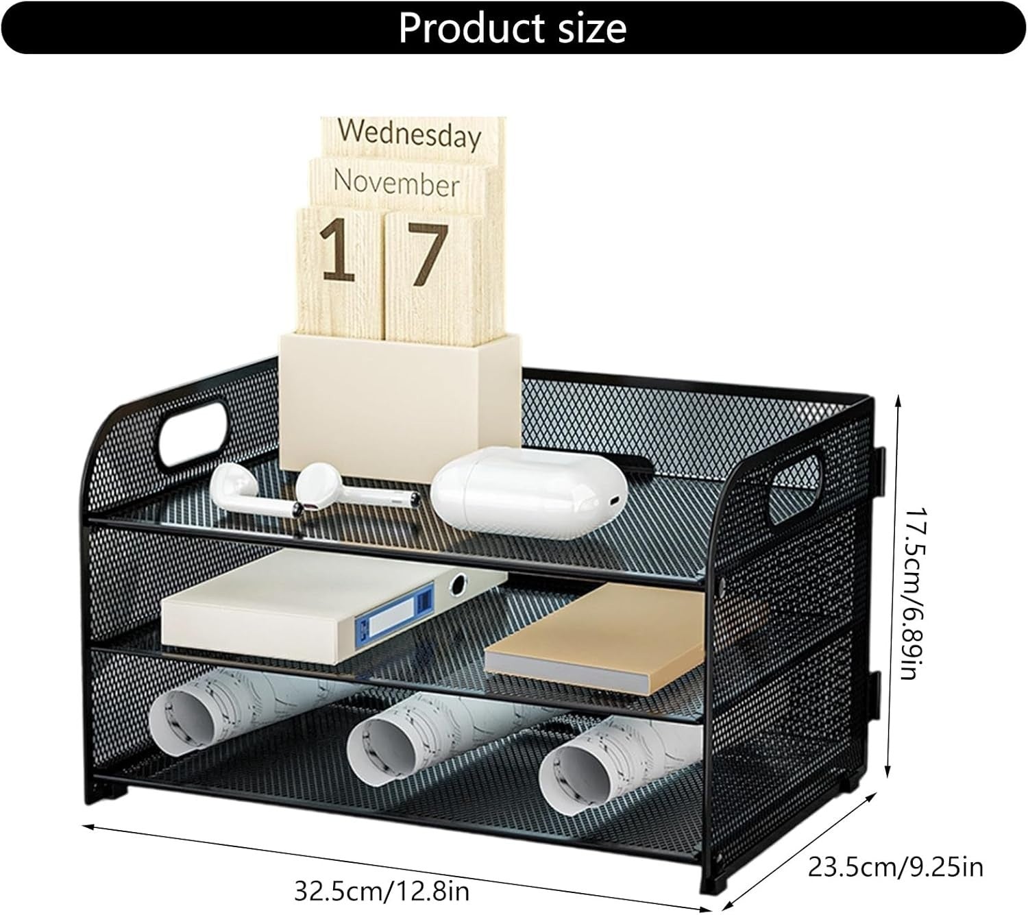 3-Tier Desk Organizer Letter Tray Paper File Storage Rack Purple
