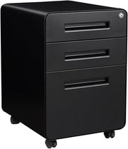 Black 3 Drawer Lockable Mobile File Cabinet 51x40x63.5cm