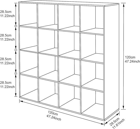 16 Cube Storage Unit 4x4 Freestanding Bookcase Display Shelf Oak Wooden Organize