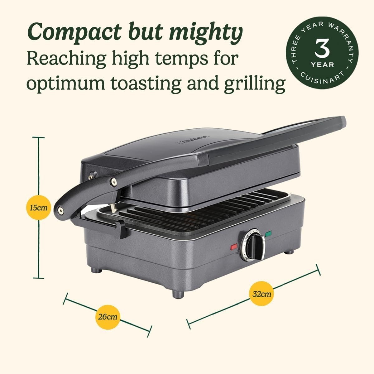 2-in-1 Panini Press Sandwich Maker Grill 1000W Deep Fill Plates
