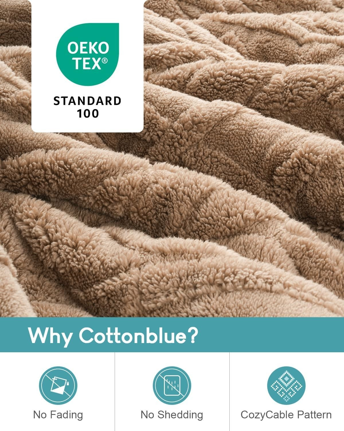 20lb Sherpa Weighted Blanket 60x80 Cozy Thick Khaki