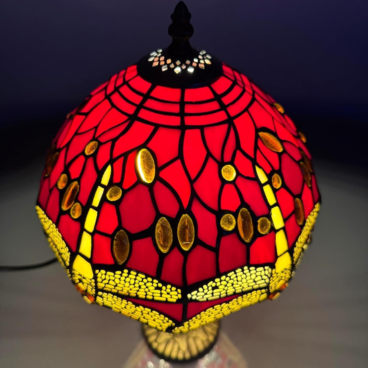 Handcrafted Stained Glass Table Lamp Vintage Desk Bedside Light 40cm Tall