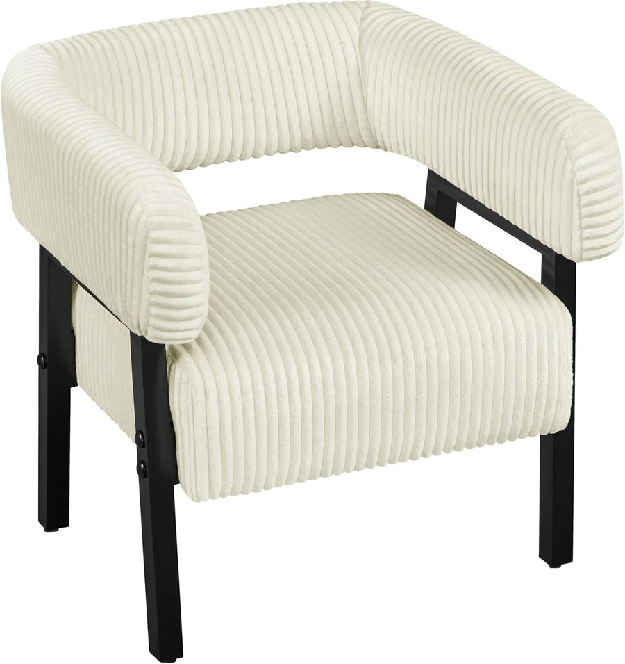 Corduroy Tub Chair Accent Armchair with Pocket Beige
