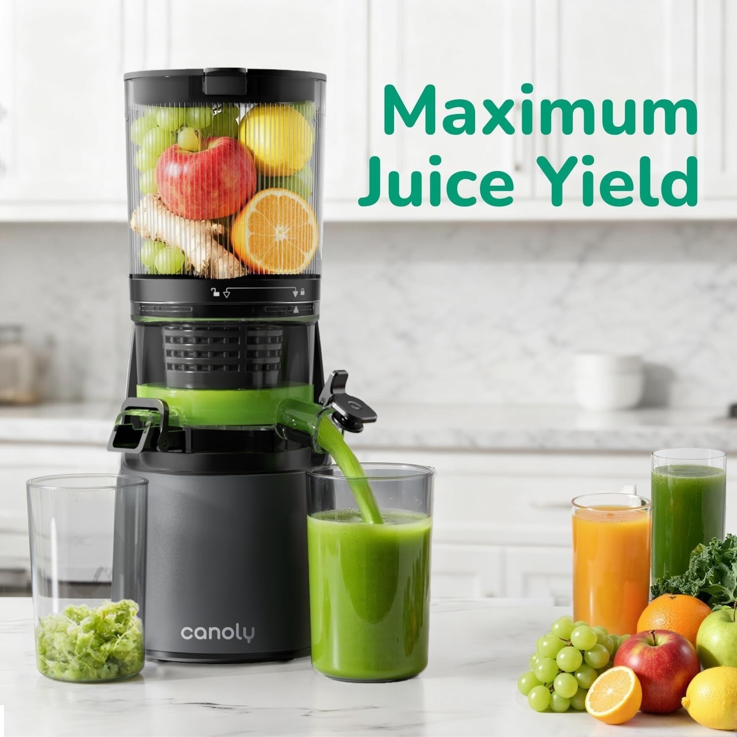 Cold Press Juicer 150mm Wide Feed Opening 3 in 1 Brushless Motor