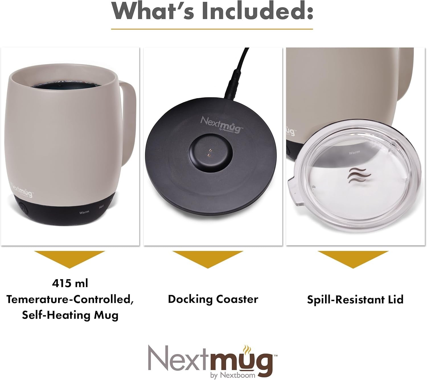 Self Heating Coffee Mug 415ml Temp Control Smart Warmer Cup