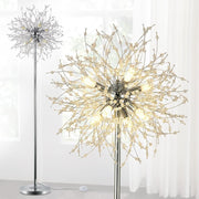 Modern Crystal Floor Lamp Chrome, 8-Light Firework Design, 170cm Tall