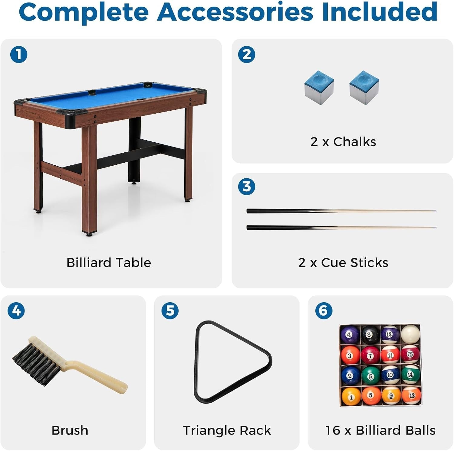 48in Mini Pool Table Wooden Billiards Game Set for Kids Family
