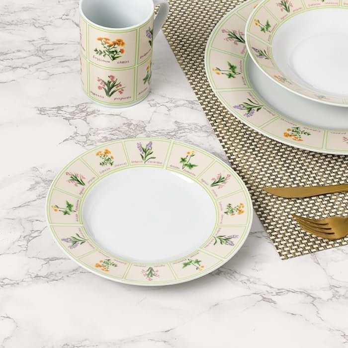 24pc Floral Porcelain Dinner Set Plates Bowls Mugs Service for 6