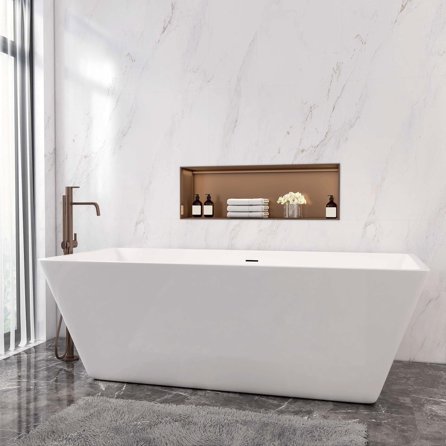 Modern Freestanding Double Ended Bath 1700x800mm Clear Acrylic Tub