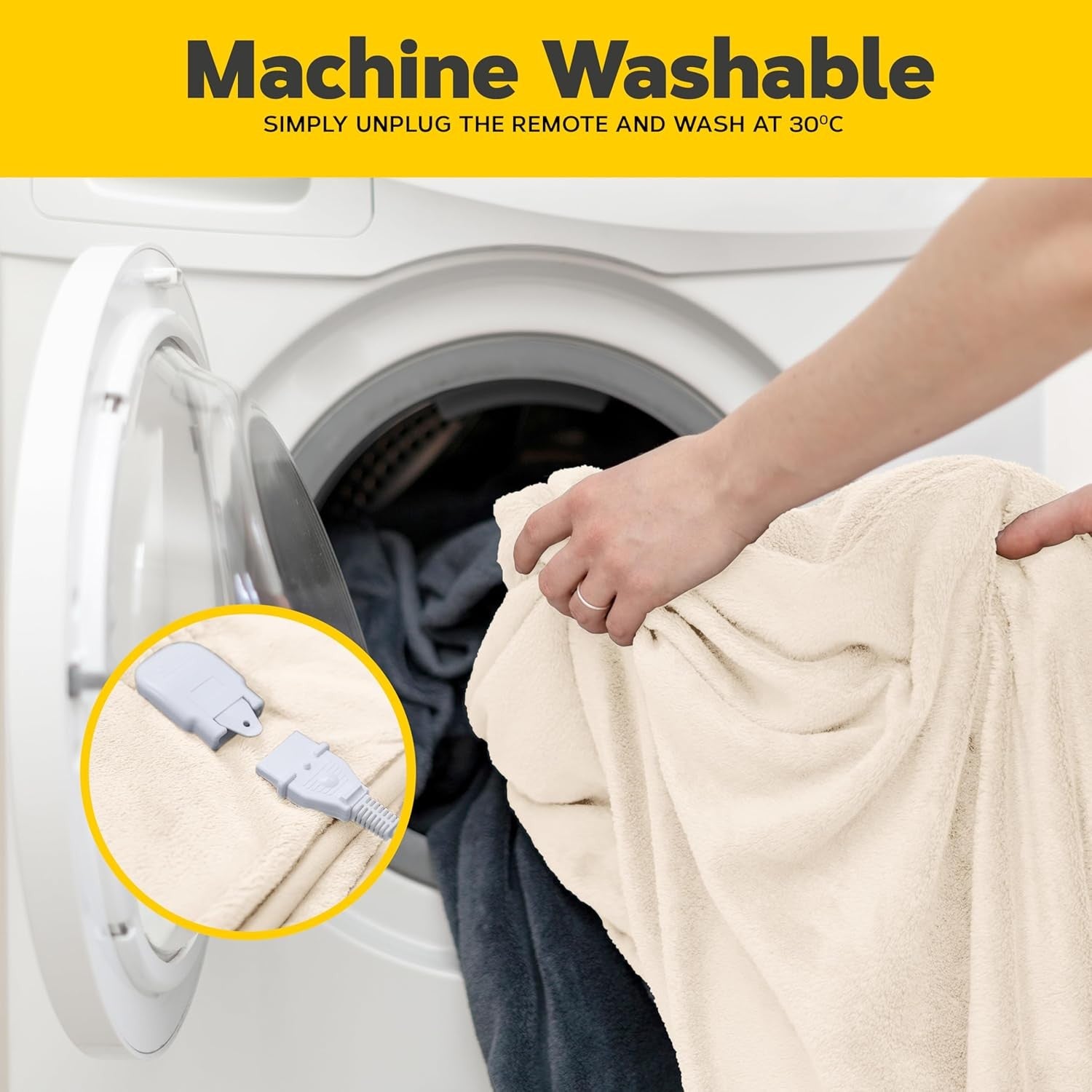 Electric Heated Throw Blanket Single 130x160cm Timer Washable Fleece