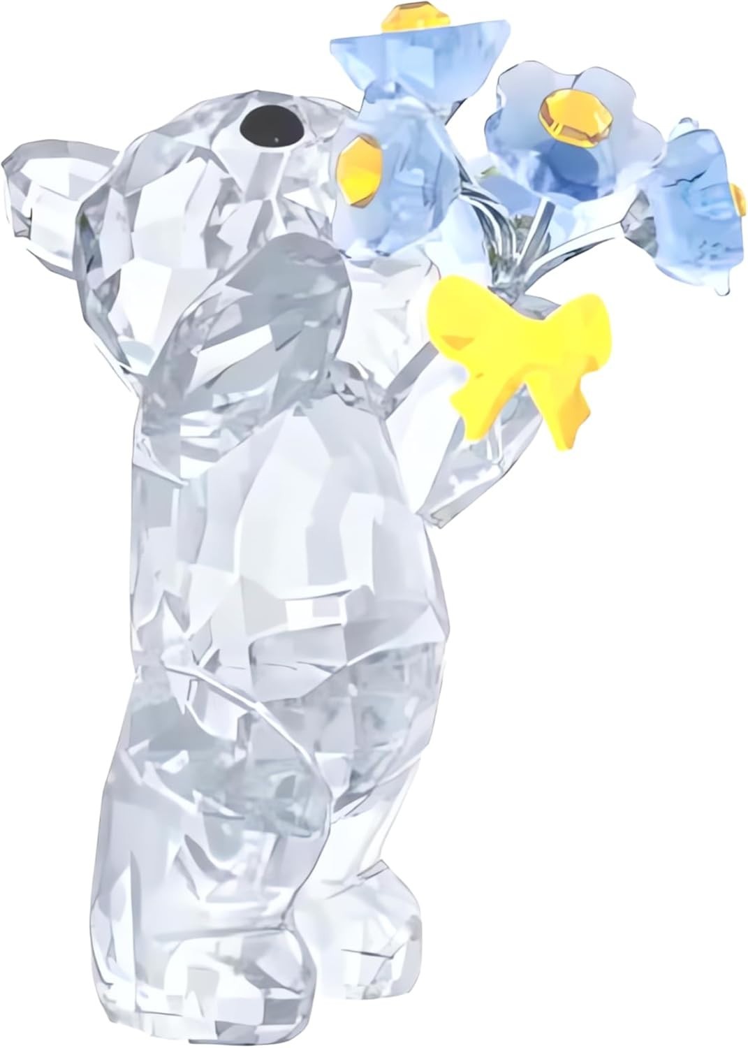 Crystal Bear Figurine with Blue Forget-Me-Not Flowers – Luxury Gift Collectible