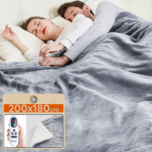 Electric Heated Blanket Throw 180x200cm Super King 10 Heat Timer