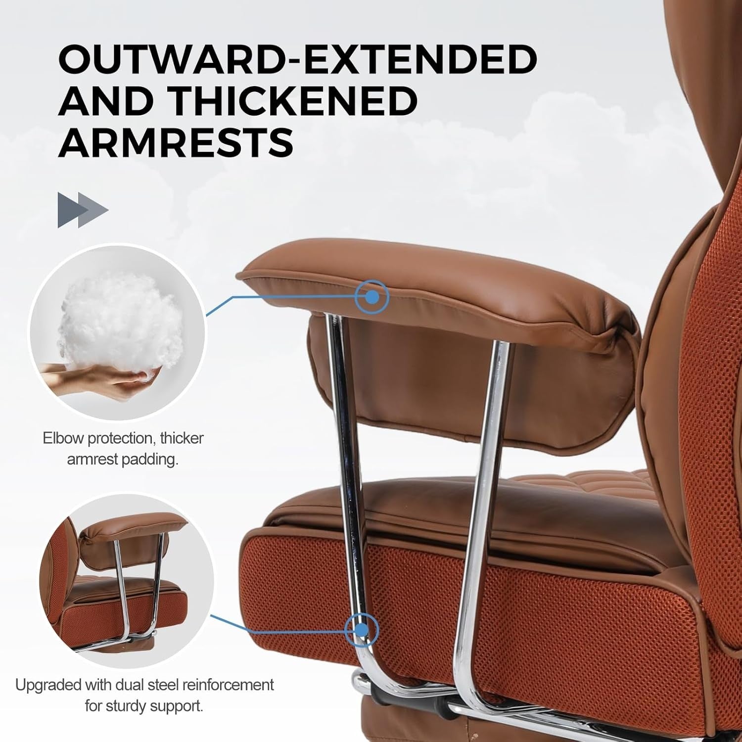 High Back Gaming Chair Ergonomic Swivel Recliner Office Seat Footrest Brown