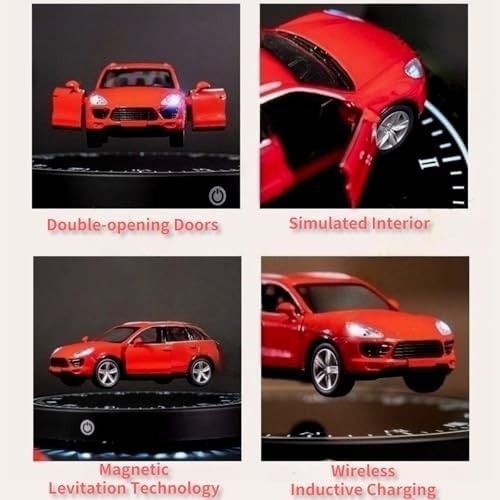 Levitating Car Display, Magnetic Floating 360° Rotating LED Desk Model