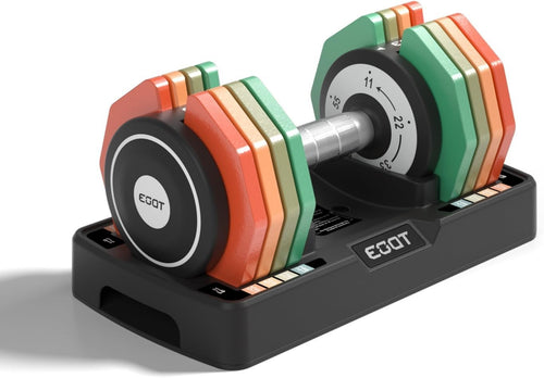 5-in-1 Adjustable Dumbbells Pair 25KG Rainbow Plates Non-Slip Home Gym