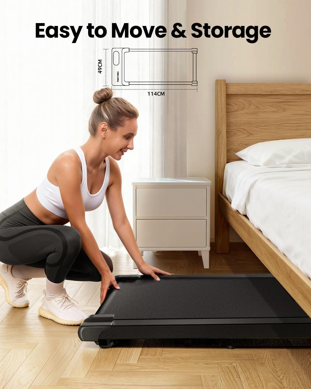 Under Desk Walking Pad Treadmill 6km/h Quiet Compact Home Office