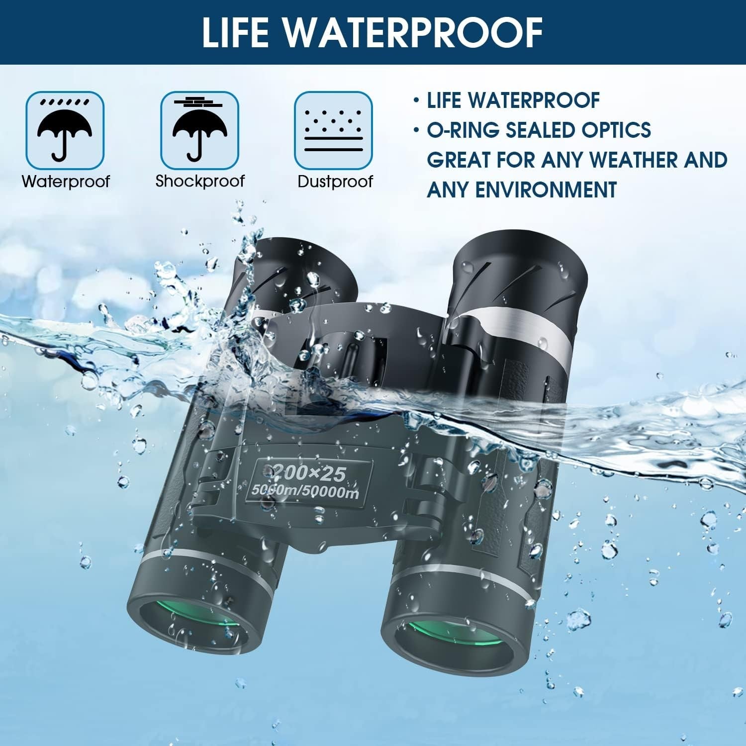 200x25 High Power Compact Pocket Binoculars for Travel Camping Bird Watching
