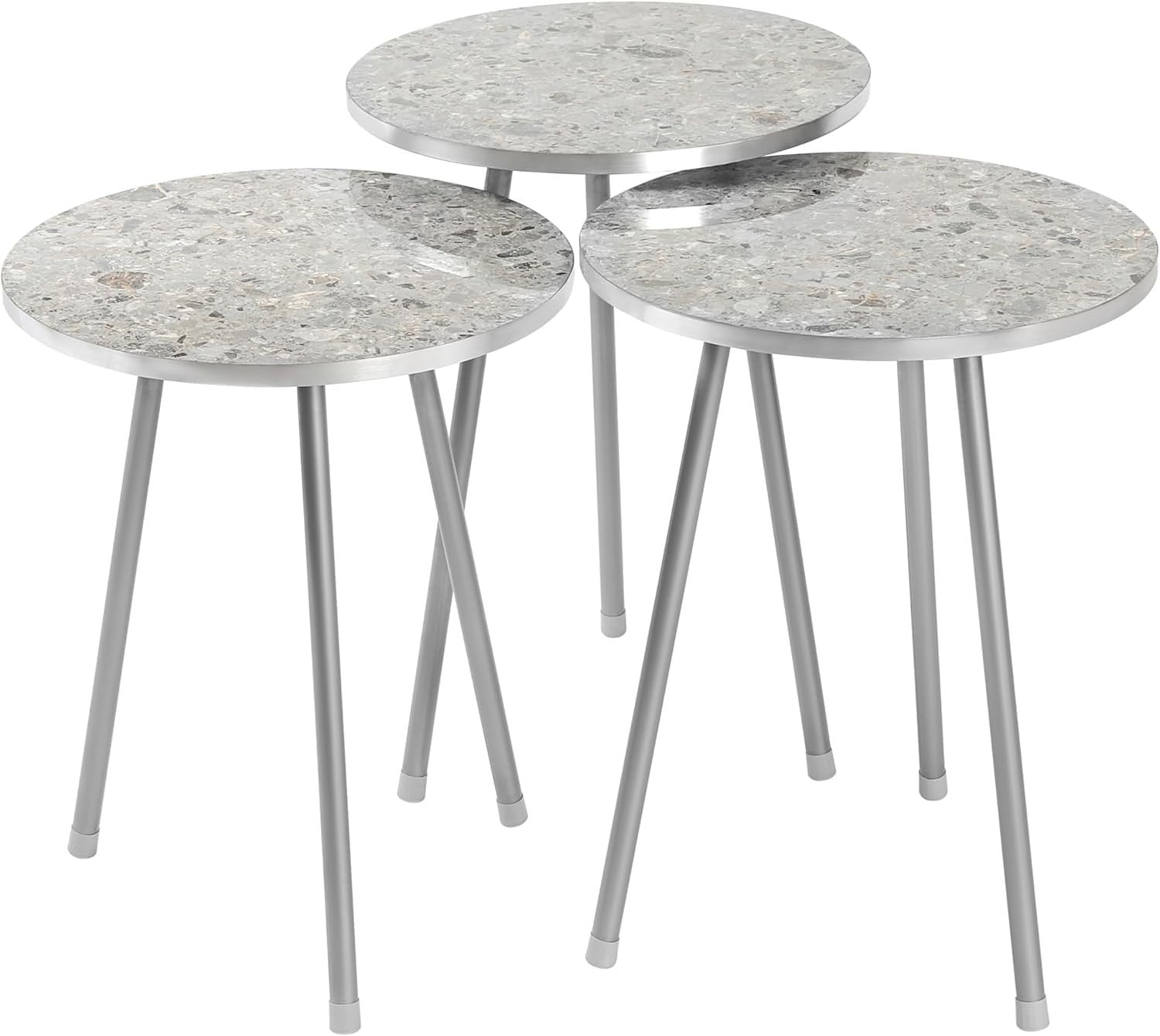 Space Saving Nesting End Tables Set of 3 for Living Room Bedroom Office Wood Gre