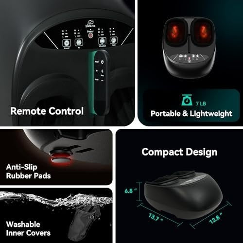 Shiatsu Foot Massager - Heat Kneading Vibration Air Compression Remote Control