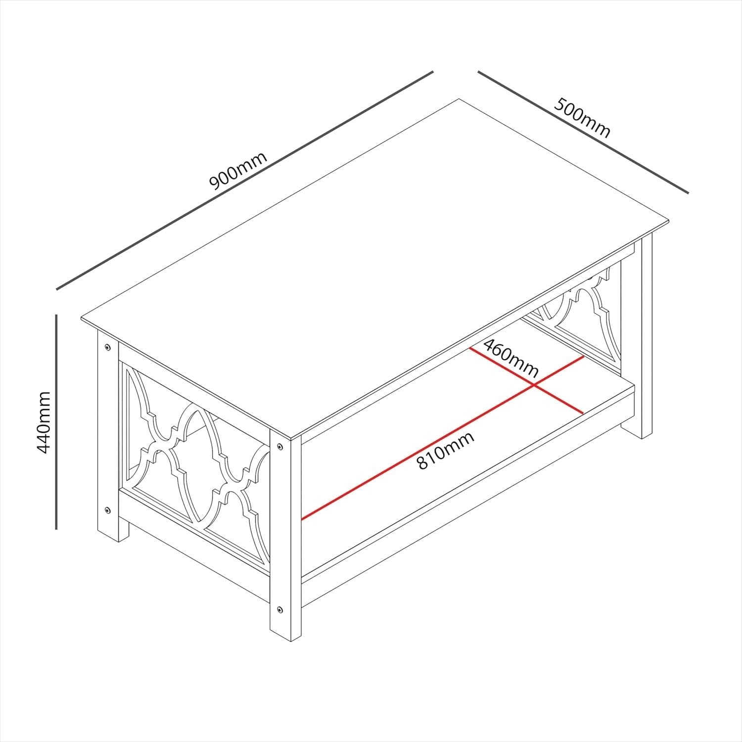 Modern Rectangular Coffee Table with Storage Shelf White Oak 90x50x44cm