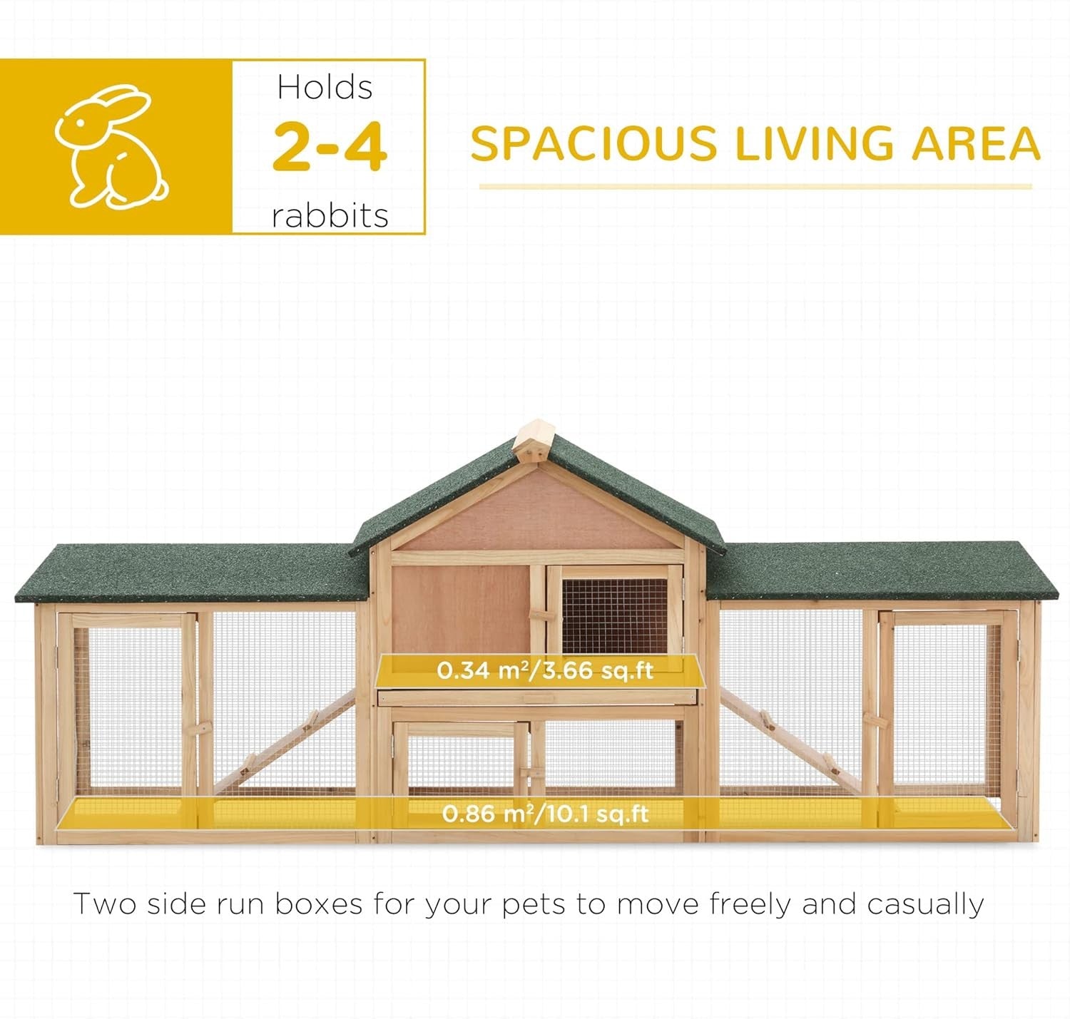 Large Outdoor Rabbit Hutch with Run Two Storey Wooden Cage Easy Clean