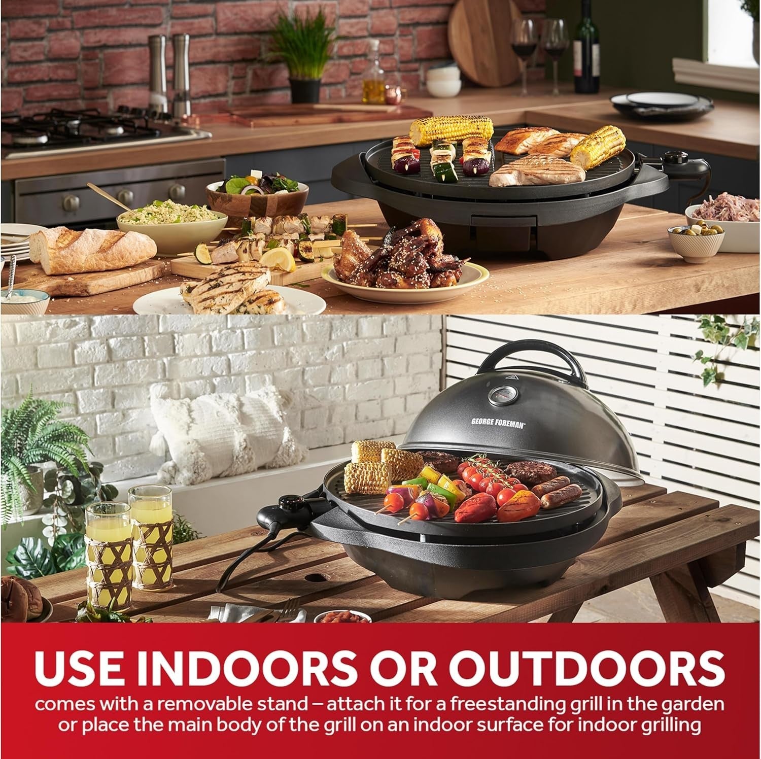 Electric BBQ Grill with Stand | Indoor Outdoor Non-Stick Barbecue 2400W