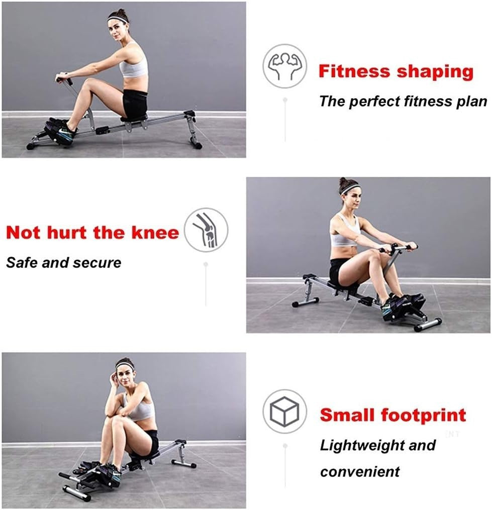 Foldable Water Rowing Machine Quiet Dual Rail LCD Home Gym Rower 120KG