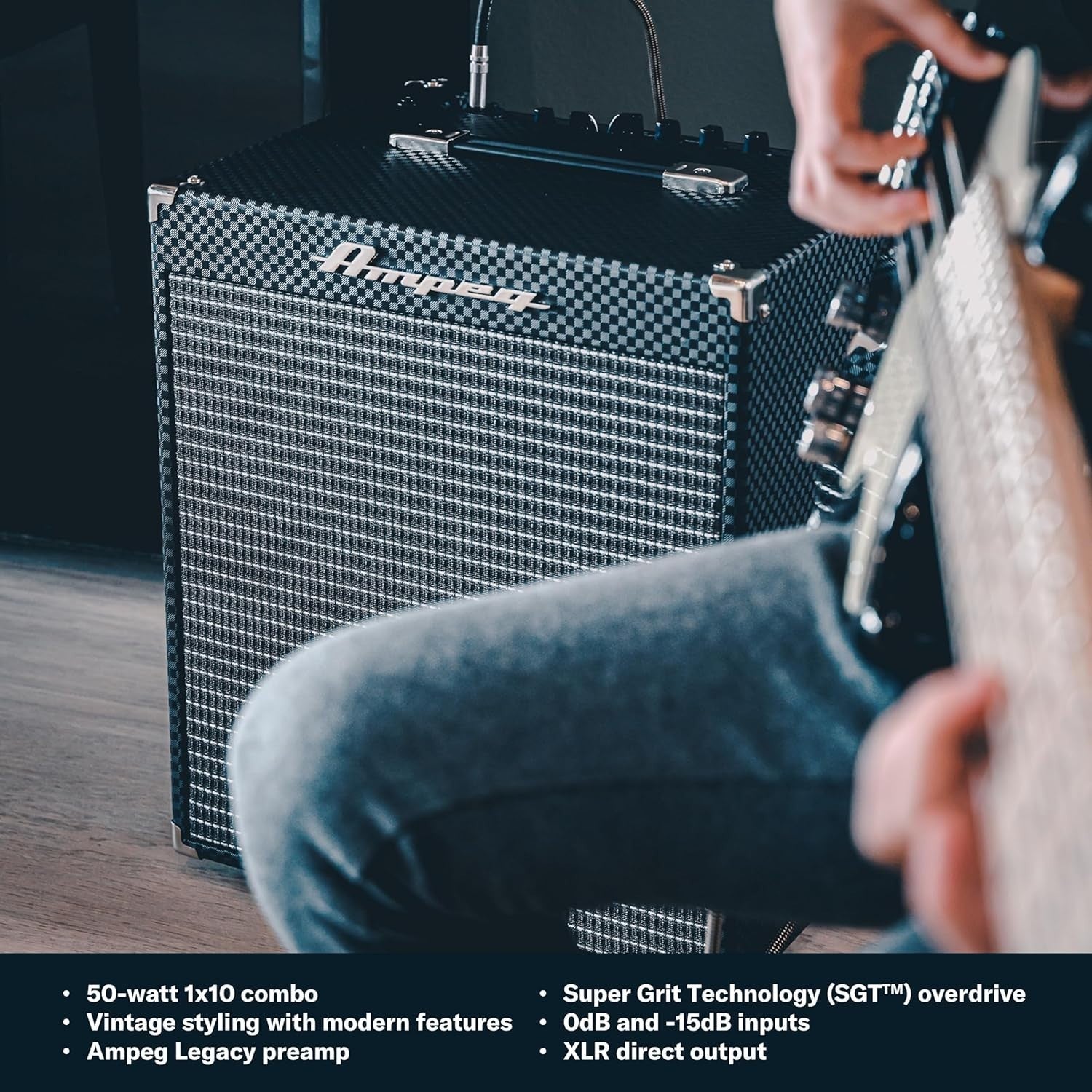 RB-110 50W Bass Combo Amp with SGT Overdrive, AUX, Headphone & XLR