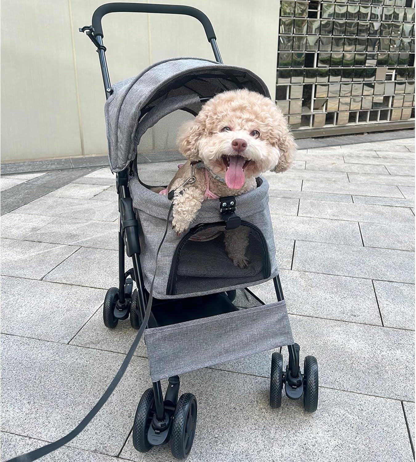 Pet Stroller for Small Dogs Cats Foldable Travel Jogger Pushchair Grey