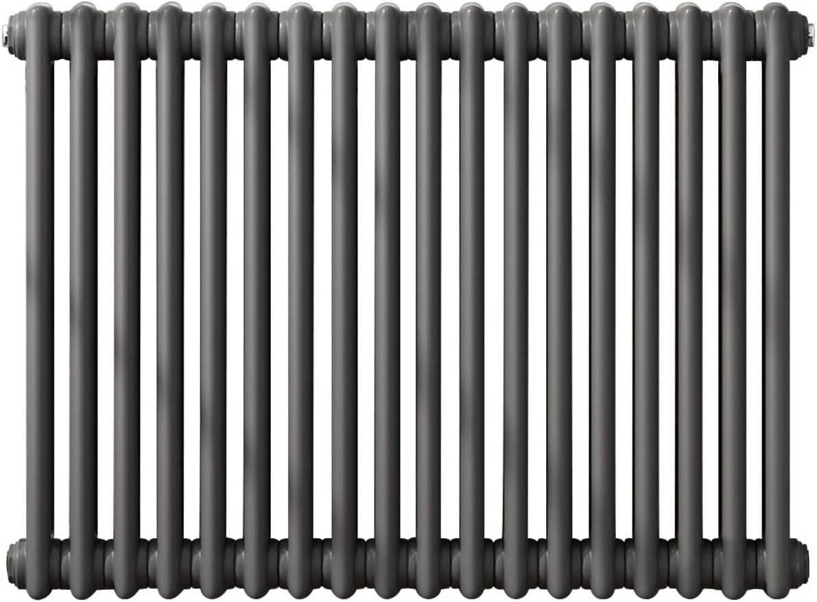 Horizontal Cast Iron Radiator 600x830mm Double Panel Anthracite Heating