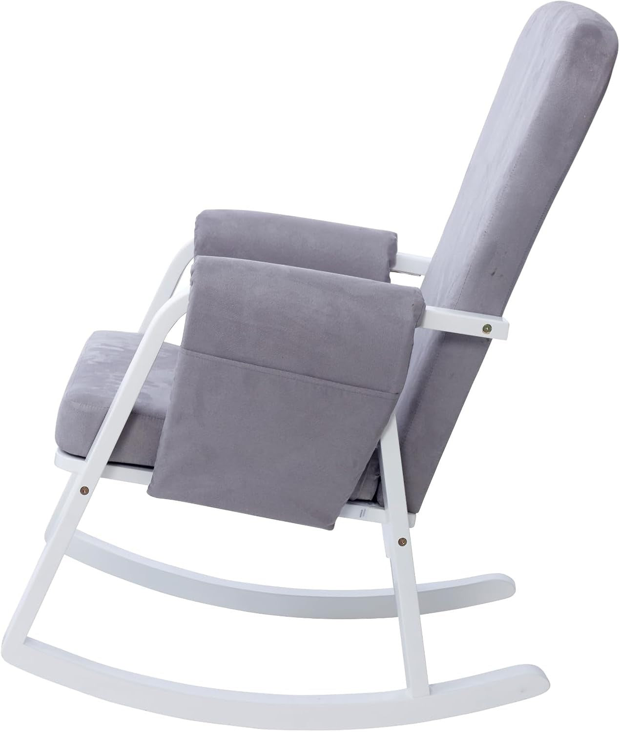 Compact Comfortable Rocking Chair with Padded Support & Side Pockets