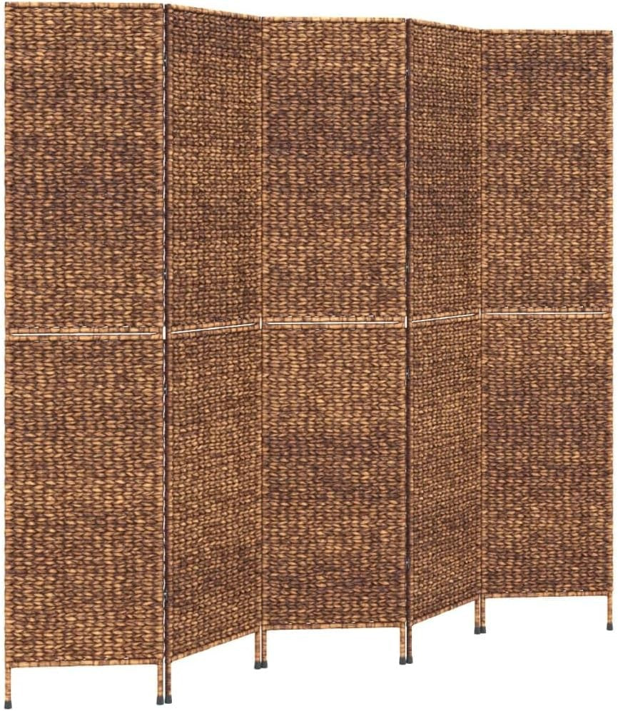 5 Panel Woven Room Divider 205x180cm Brown Privacy Screen Farmhouse Decor