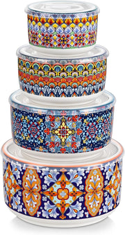 Bohemian 4-Piece Ceramic Nesting Mixing Bowls Set 60/36/20/10oz
