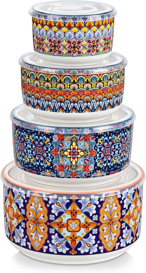 Bohemian 4-Piece Ceramic Nesting Mixing Bowls Set 60/36/20/10oz