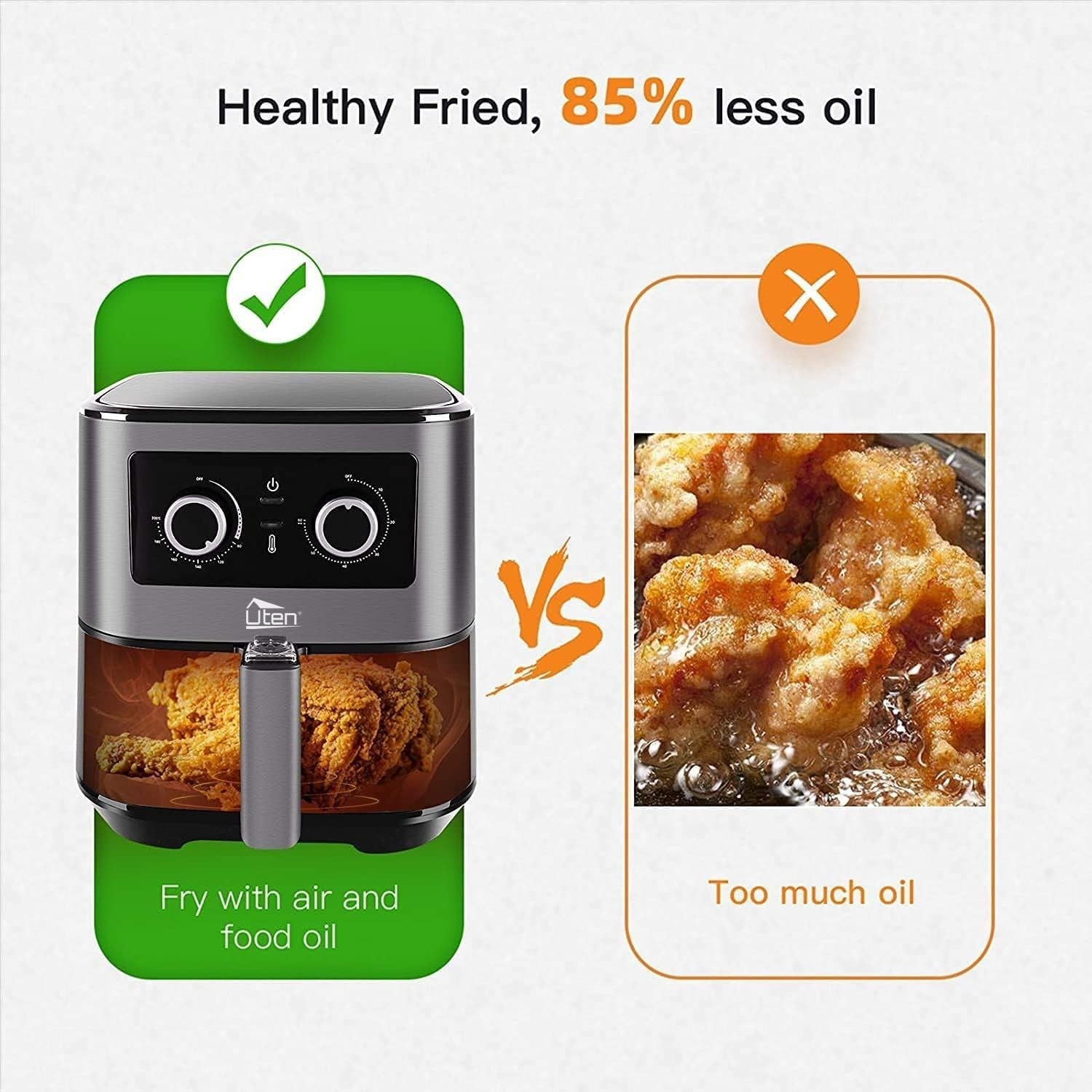Air Fryer 5.5L 1700W Large Capacity Oil-Free Healthy Cooking Bake Grill Roast