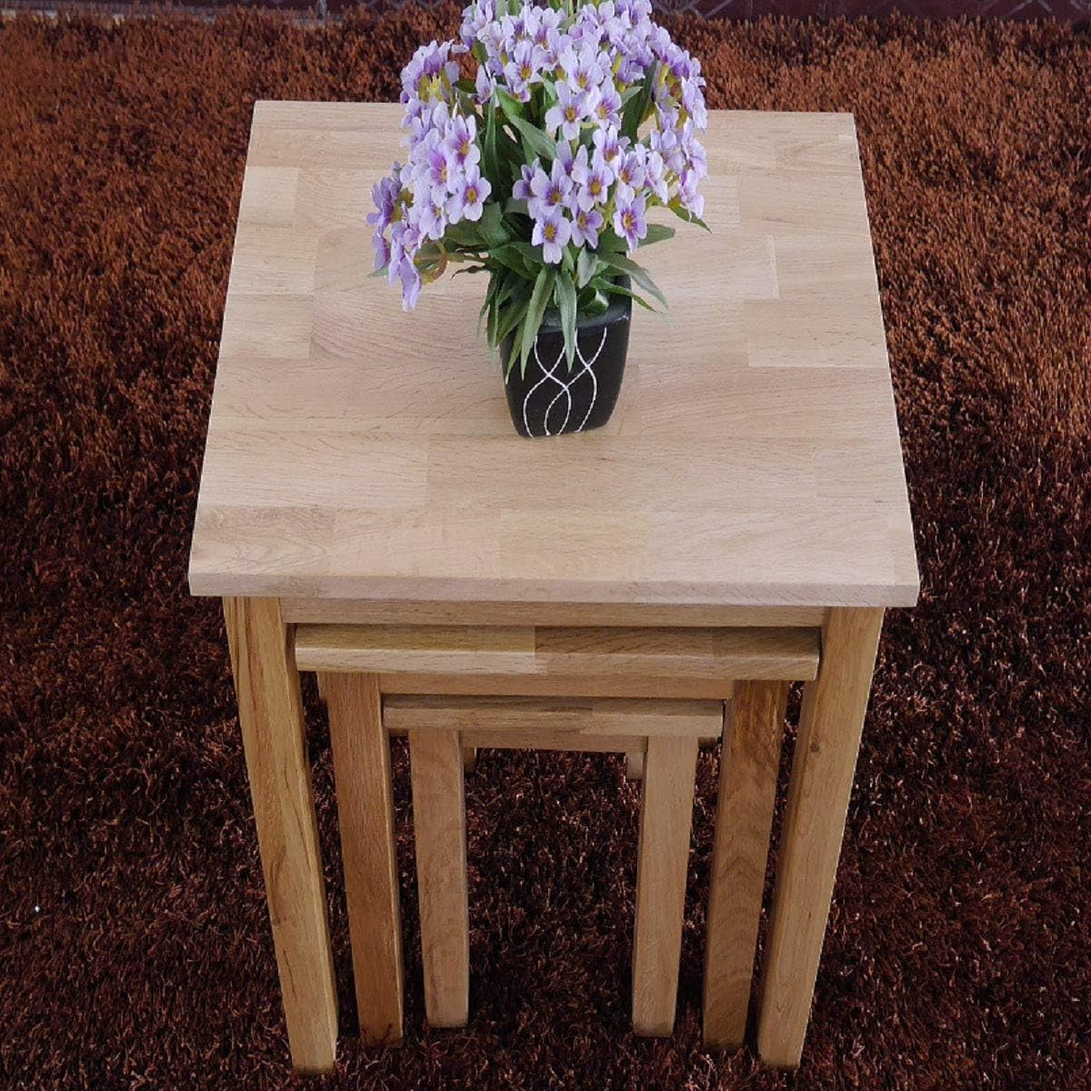 Natural Oak Wood Side Table Nightstand Bedside End Table Lacquered Finish