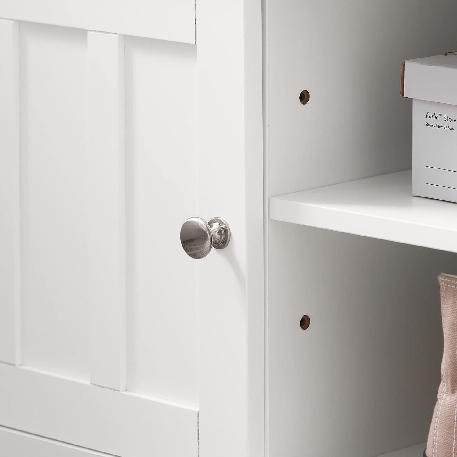 Modern White Storage Bench with Cushion & Shoe Cabinet – 105×35×43 cm