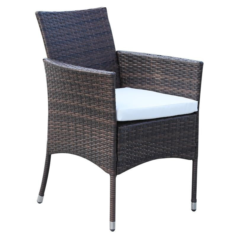 6 Seater Rattan Garden Dining Set Table Chairs Outdoor Furniture Brown Patio