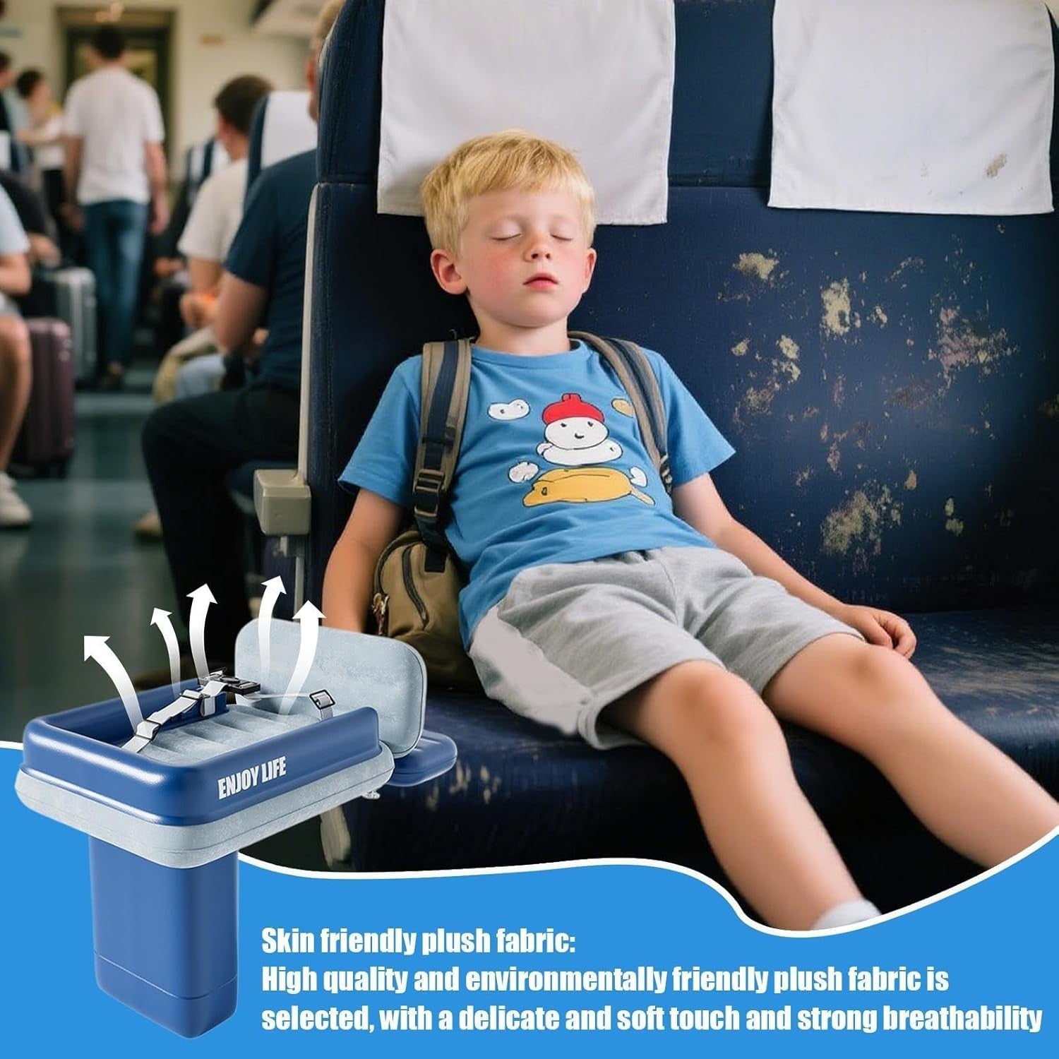 Toddler Inflatable Airplane Bed Travel Air Mattress Guardrail Kids Flight
