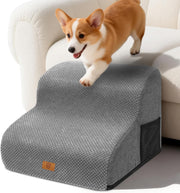 2 Step Dog Ramp for Sofa Bed Non Slip Washable Grey 40x40x30cm