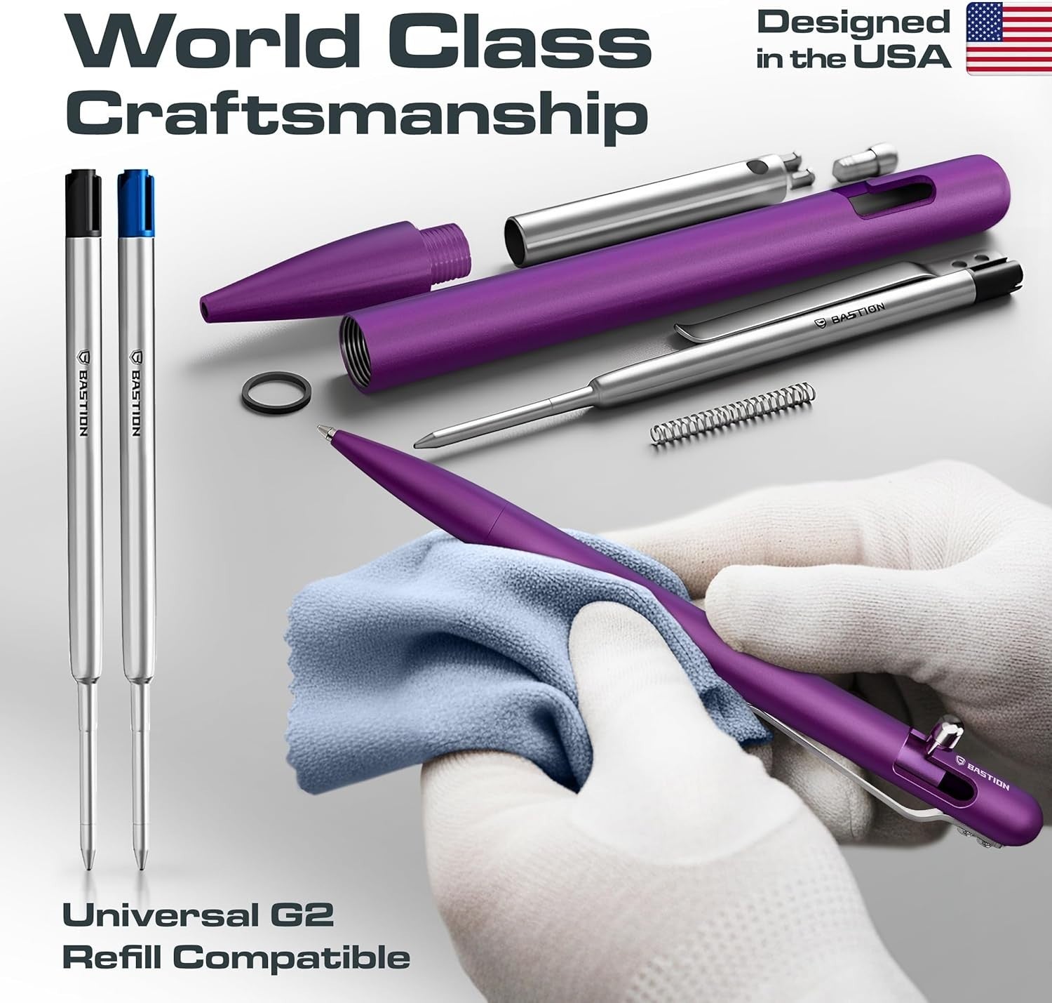 Luxury Slim Purple Ballpoint Pen – Aluminium, Bolt Action, Gift Ready
