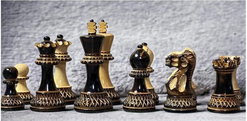 Luxury Wooden Chess Set – Artistic Weighted Pieces & Elegant Anegre Board